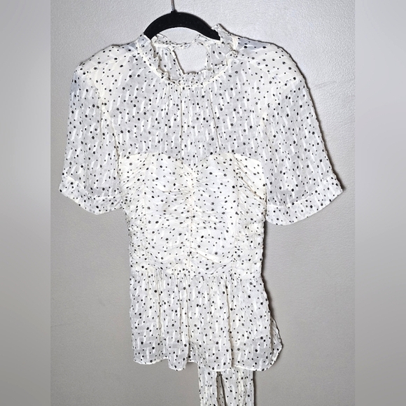 Rebecca Taylor Scattered Stars Silk Wrap Quiet Luxury Top, Size 6 - Picture 3 of 6